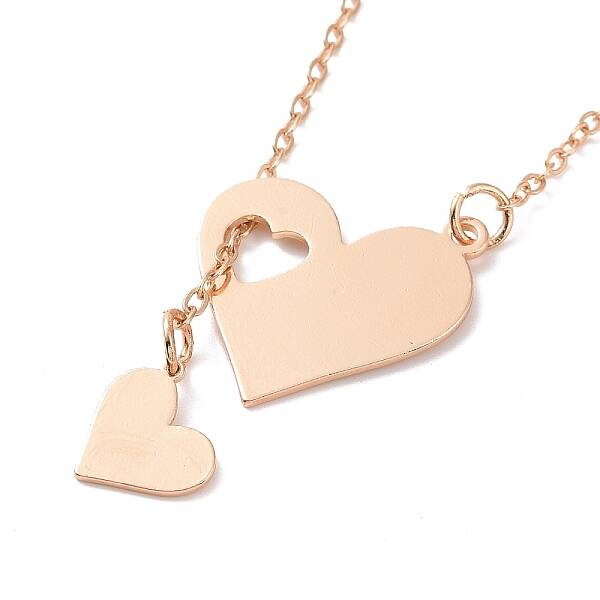 302 Stainless Steel Heart Puzzle Pendant Lariat Necklaces
