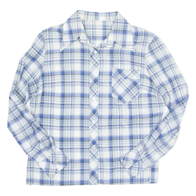 Womens Printed Shirt Blue Long Sleeve Check M