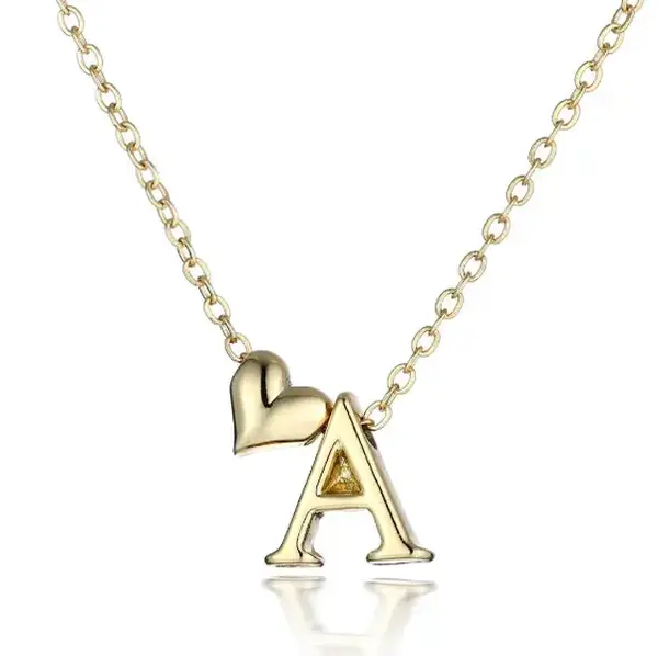 4PreciousU  Initial Letter Necklaces for Men and Women, A-Z 26 Alphabets Pendant Necklace with Tiny Heart Charm, Perfect for ...