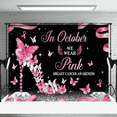 In October High Heel Breast Cancer Awareness Backdrop