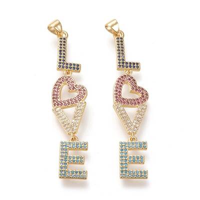 Brass Micro Pave Cubic Zirconia Big Pendants