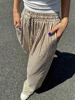 Women's Striped Print Drawstring Waist Wide Leg Pants, Casual Pocket Adjustable Trousers for Daily Wear, Ladies Bottoms for A...