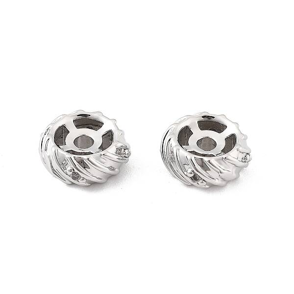 Brass Micro Pave Clear Cubic Zirconia Spacer Beads