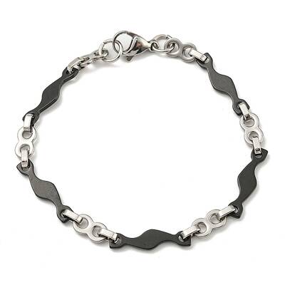 Two Tone 201 Stainless Steel Wave & Infinity Link Chain Bracelet