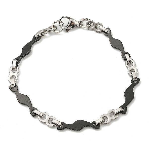 Two Tone 201 Stainless Steel Wave & Infinity Link Chain Bracelet