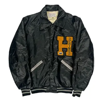 Rich Knit College Varsity Jacket - Medium Black Leather