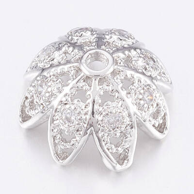 Brass Micro Pave Cubic Zirconia Bead Caps