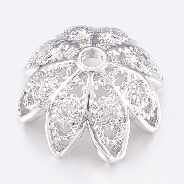 Brass Micro Pave Cubic Zirconia Bead Caps
