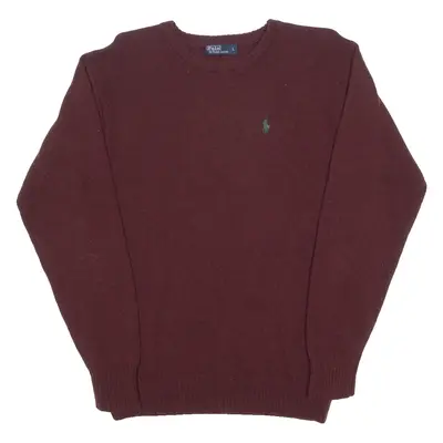 POLO RALPH LAUREN Boys Jumper Maroon Tight Knit L