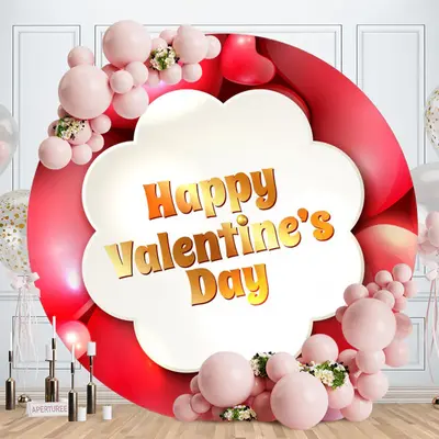 Aperturee Circle Red Love Happy Valentines Day Backdrop