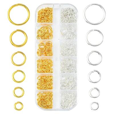 520Pcs 12 Sizes Brass Open Jump Rings