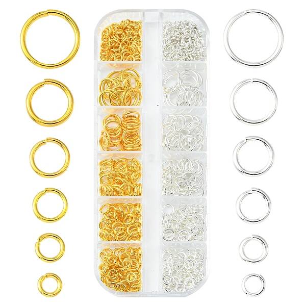 520Pcs 12 Sizes Brass Open Jump Rings