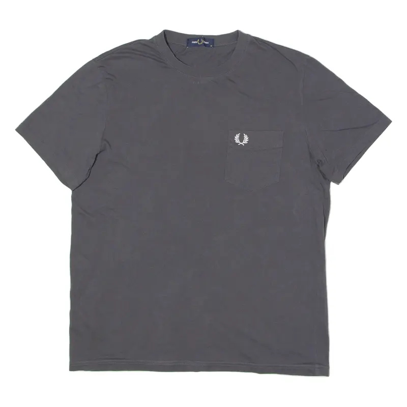 FRED PERRY Mens T-Shirt Grey Crew Neck M