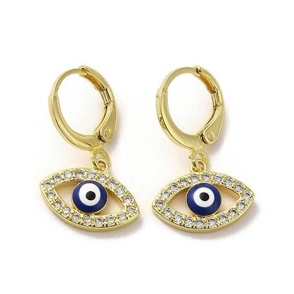 Horse Eye Real 18K Gold Plated Brass Dangle Leverback Earrings
