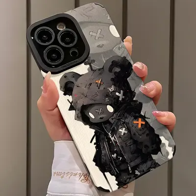 Unique Cartoon Bear Pattern Phone Case, 1 Count Anti-drop Phone Protector Cover, Phone Accessories Compatible with iPhone 15 ...
