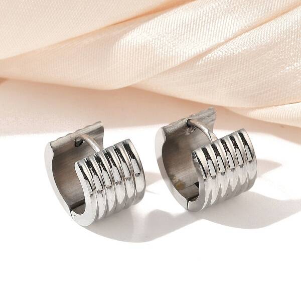 304 Stainless Steel Polishing Effect Hoop Earrings