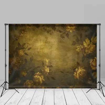 Retro Yellow Floral Abstract Fine Art Photo Backdrop - Aperturee