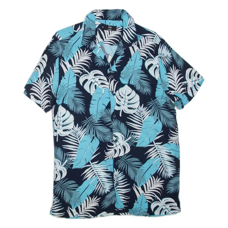 C&A Slim Fit Mens Hawaiian Shirt Blue Floral S