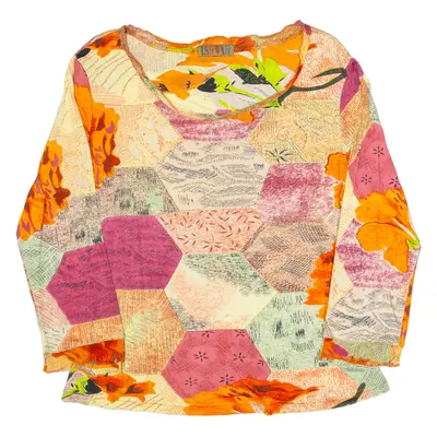 Womens Printed Top Orange Long Sleeve Crazy Pattern M