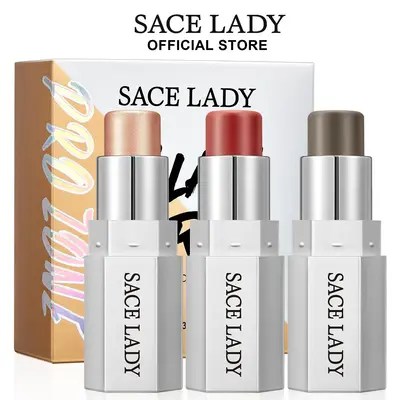 SACE LADY Face Stick Trio,Highlighter, Bronzer & Blush Sticks Collection,Long Lasting All-in-One Makeup Stick for Face for Al...