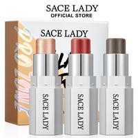 SACE LADY Face Stick Trio,Highlighter, Bronzer & Blush Sticks Collection,Long Lasting All-in-One Makeup Stick for Face for Al...