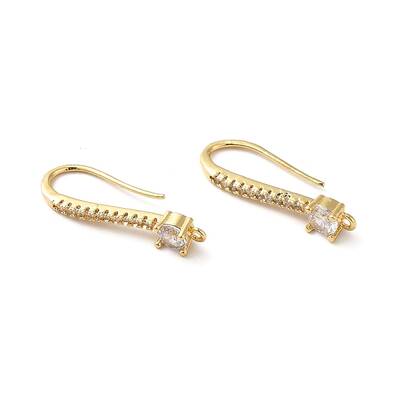Brass Micro Pave Clear Cubic Zirconia Earring Hooks