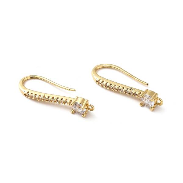 Brass Micro Pave Clear Cubic Zirconia Earring Hooks