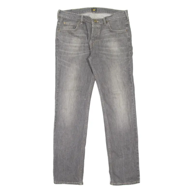 LEE Powell Mens Jeans Grey Slim Straight Stone Wash W34 L32