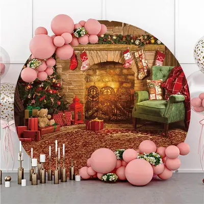 Circle Sweet House With Christmas And Gift Backdrop - Aperturee