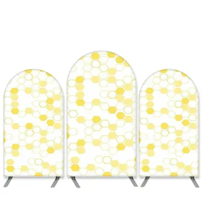 Aperturee Honey Bee Pattern Theme Yellow White Arch Backdrop Kit | Diy Arch Backdrop Cover | Wedding Arch Backdrop | Circle A...