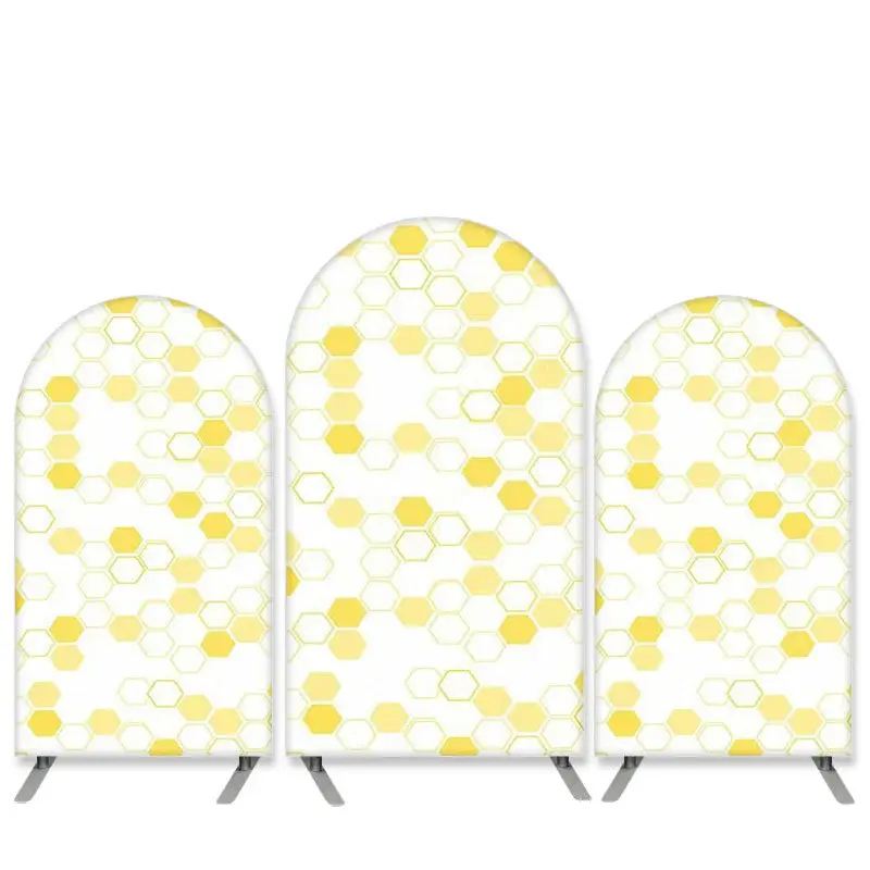 Aperturee Honey Bee Pattern Theme Yellow White Arch Backdrop Kit | Diy Arch Backdrop Cover | Wedding Arch Backdrop | Circle A...