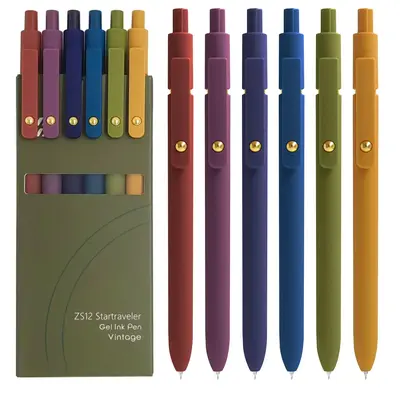 Gel Pens, 6 Pcs 0.5mm Fine Point Smooth Writing Pens Cute Pens, High-End Series Black Ink Pens for Journaling Note Taking, Sc...