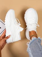 Women's Summer 2025 Fashion Sportive Plain Color Lace Up Sneakers, Fashionable Sneakers, Casual Comfortable Sports Low Top Sn...