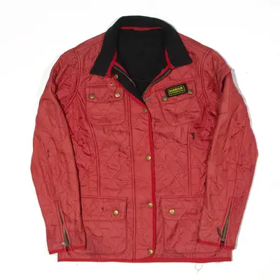 BARBOUR International Fleece Lined Quilted Jacket Red Womens UK 12