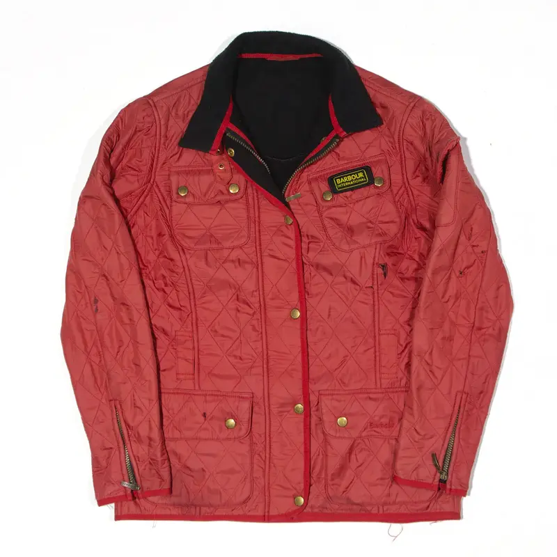 BARBOUR International Fleece Lined Quilted Jacket Red Womens UK 12