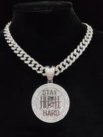 1 Piece Fashion Rhinestone Decorated Round Pendant Necklace for Men & Women, Letter Charm Jewelry for Party, Club, Punk Fashi...