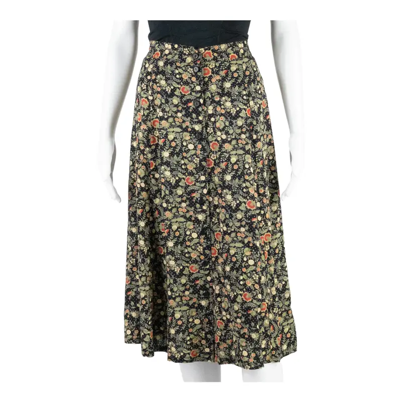 SAG HARBOUR Knee Length Straight Skirt Black Floral Womens S