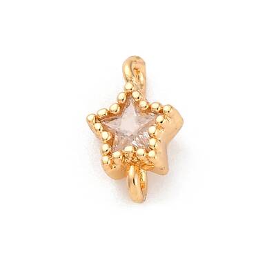 Brass Cubic Zirconia Star Connector Charms