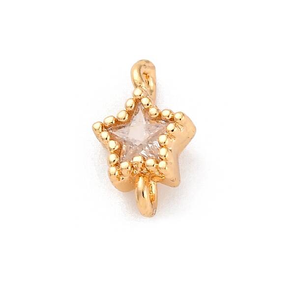 Brass Cubic Zirconia Star Connector Charms