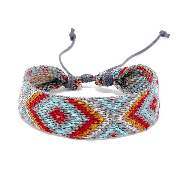 Cotton Braided Rhombus Cord Bracelet with Wax Ropes
