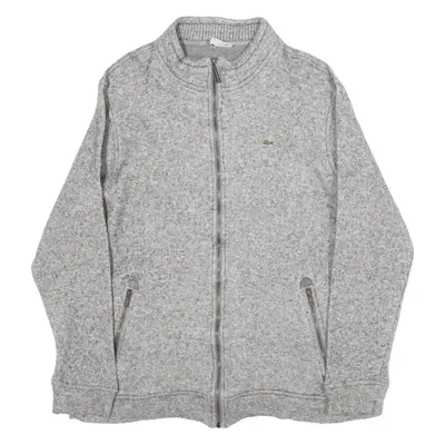 LACOSTE Mens Cardigan Grey High Neck Tight Knit M