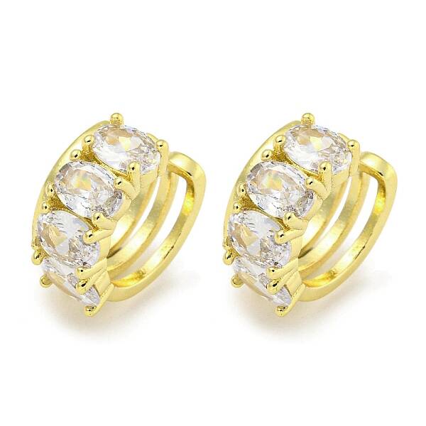 Brass Micro Pave Rectangle Cubic Zirconia Cuff Earrings