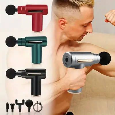 Outdoorfun Portable Electric Massage Gun USB Rechargeable 1200mAh Battery 6-Speed Deep Tissue Massager for Body Back Neck Red...