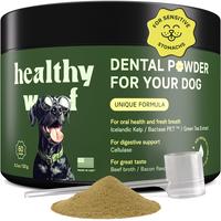 Healthy Woof Dental Powder for Dogs - Complete Oral Care, 4.2 oz, 60 Scoops, Fresh Breath, Sensitive Stomach Support, No Brus...