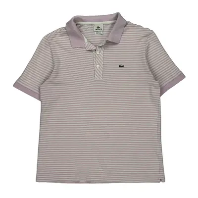 Lacoste Striped Polo Shirt - Medium Pink Cotton