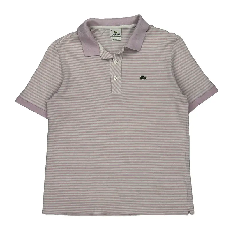 Lacoste Striped Polo Shirt - Medium Pink Cotton