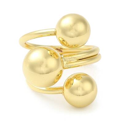 Rack Plating Brass Triple Round Ball Open Cuff Rings