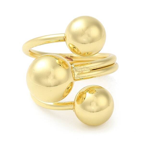 Rack Plating Brass Triple Round Ball Open Cuff Rings