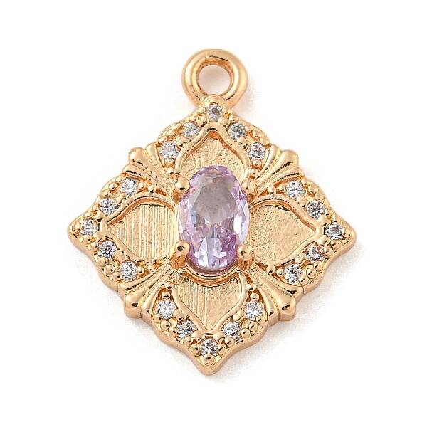 Brass Micro Pave Cubic Zirconia Pendants