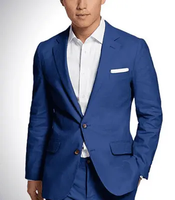 Mens Blue Linen Suit